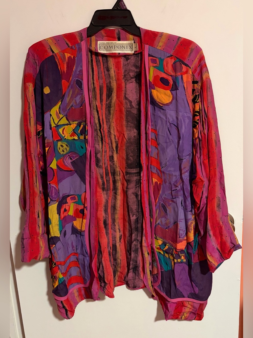 Vintage 80s Martha Brander For Componix Multicolored Abstract Art Blazer